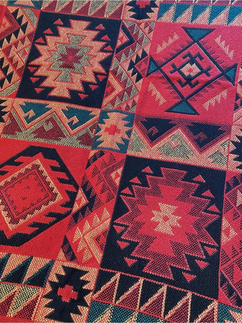 Vintage Goodwin Weavers Throw Blanket Tapestry Aztec Southwest 48”x68”